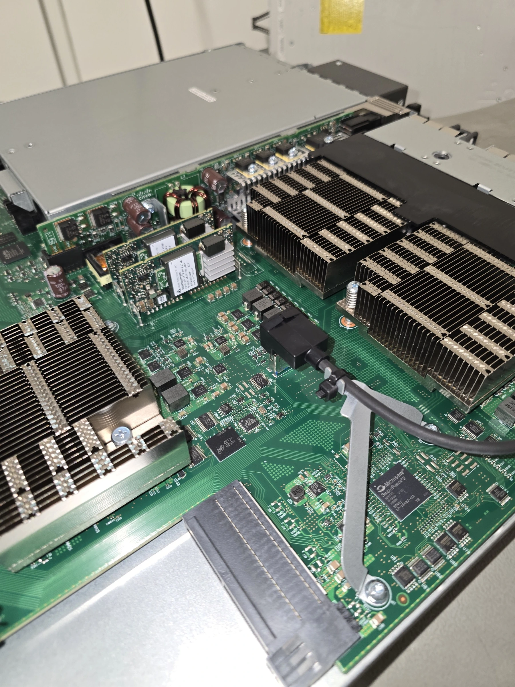 Detailed cleaning of heat sinks and adjacent circuit board surfaces, after cleaning.